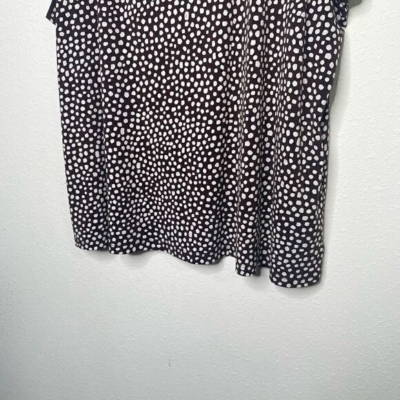Susan Graver Liquid‎ Knit Brown Spotted Scoop Neck Sleeveless Top Plus Size 2X - Picture 3 of 8